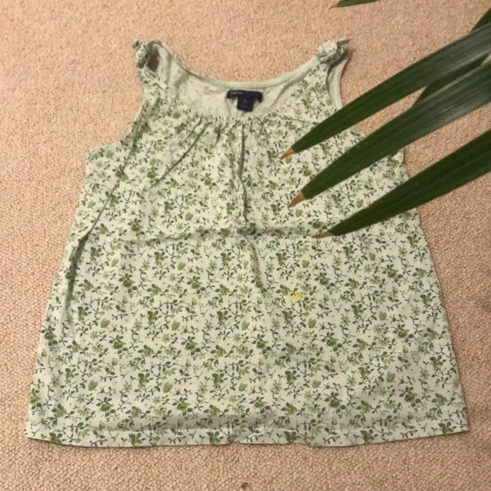green flower tie tank